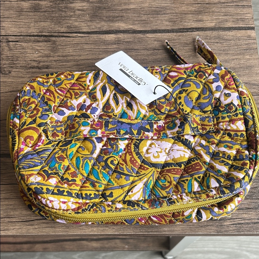 Vera Bradley Yellow and Purple Patterned Cosmetic Bag